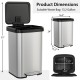 Stainless steel 13.2-gallon step trash can with soft close lid, deodorizer compartment, and dimensions for home or.