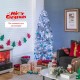 6 FT pre-lit artificial Christmas tree with black and white leaves and 250 cool-white LED lights, perfect for festive.
