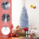 6 FT pre-lit artificial Christmas tree with black and white leaves, featuring 250 cool-white LED lights and a stable.