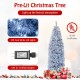 Detailed view of the 6 FT pre-lit artificial Christmas tree showcasing the cool-white LED lights and luxurious black.