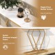 Gold console table featuring a thick faux marble top and a stylish diamond-shaped frame, perfect for limited spaces.