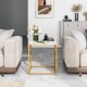 Square end table showcasing a sleek tempered glass top and elegant gold frame, enhancing modern living spaces.