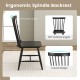 Windsor dining chair with high spindle back, curved design, and sturdy rubber wood frame for comfortable seating.
