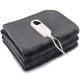 Gray electric heated mattress pad with 5 heating levels and controller, designed for twin size beds.