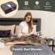 Electric heated mattress pad in gray, featuring 5 heating levels and overheat protection for cozy, safe sleep.