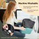 Electric heated mattress pad in gray, machine washable, featuring 5 heating levels and overheat protection for safe use.