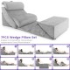 Gray bed wedge pillow set with memory foam, showcasing individual components for versatile support and comfort.