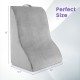 Gray triangle bed wedge pillow with ergonomic curve, detachable cover, and easy-grip handle for versatile support.