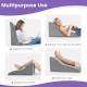 Gray bed wedge pillow with ergonomic design for back support, ideal for reading or elevating legs and knees.