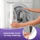 Detachable gray cover being placed in a washing machine for easy cleaning of the Bed Wedge Pillow back support.