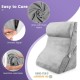 Adjustable gray orthopedic bed wedge pillow set with plush cover, designed for back and neck support, easy to clean.