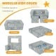 Kids play sofa in gray with removable cover, featuring various layouts for fun, comfort, and safety for children.
