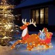 2D lighted Christmas reindeer and sleigh decoration with gift boxes, perfect for festive outdoor holiday displays.