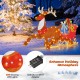 Lighted 2D Christmas reindeer and sleigh decoration with 200 LED lights for festive outdoor holiday displays.