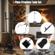 5-piece black fireplace tool set featuring a stand, tongs, brush, shovel, and poker for efficient fire maintenance.