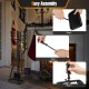 5-piece black fireplace tool set showing assembly steps with ergonomic handles for convenient use and modern design.