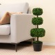 Artificial 35-inch boxwood topiary ball tree in a cement-filled pot, perfect for year-round greenery without.