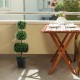 35-inch artificial boxwood topiary tree with lush green leaves in a cement-filled pot, perfect for outdoor decor.