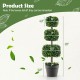 Artificial boxwood topiary ball tree, 35 inches tall with a cement-filled pot, ideal for year-round decor.