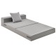 Light gray 6-inch tri-fold sofa bed with pillow, featuring a faux linen cover for versatile comfort and support.
