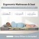 Tri-fold sofa bed mattress in light gray with ergonomic design, high resilience foam, and included extra pillow for.