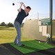 Golf practice mat featuring 6 tee positions and anti-slip EVA foam base, ideal for indoor and outdoor training.