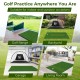 Artificial turf grass practice mat, 5 x 3 ft, with 6 tee positions for indoor and outdoor golf training.