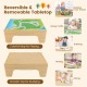 Colorful reversible tabletop with train track layout, perfect for kids' play, study, and creativity activities.