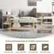Nesting coffee table set with faux marble tops and gold metal frame, perfect for living room storage and decor.