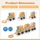 3-section wooden train set with stackable blocks, featuring animal patterns and a tow rope for easy pulling.