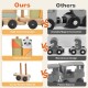 3-section wooden train set with stackable blocks, featuring cute animal patterns and sturdy construction for safe play.