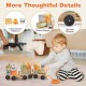 Wooden train set with stackable blocks, featuring cute animal patterns and durable wheels for safe, engaging play.