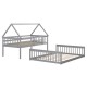 Side view of the twin over full house bunk bed in gray, featuring an adorable house-shaped design and sturdy wooden.