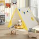 Kids play tent in yellow with solid wood frame, perfect for indoor or outdoor fun and imaginative play.