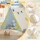 Kids play tent in yellow with solid pine wood frame, featuring a stable triangular structure for safe indoor and.