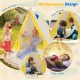 Kids play tent in yellow with solid wood frame, perfect for reading, napping, or playing games indoors and outdoors.