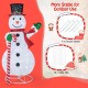 5FT pop-up Christmas snowman with 180 LED lights, featuring ground stakes and cable ties for outdoor stability.