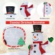 5FT pop-up Christmas snowman with 180 LED lights, featuring a festive hat, scarf, and cane for outdoor holiday.
