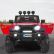 Red 12V kids ride-on truck with remote control, LED lights, and double magnetic doors for fun outdoor play.