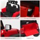 Spacious seat with multi-point safety belt in the red 12V kids ride-on truck, designed for safety and comfort.