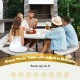 Round picnic table with 4 built-in benches, crafted from HDPE, seats up to 8 for outdoor gatherings.
