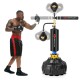 Freestanding boxing speed trainer with adjustable height, 360° spinning bar, and dual speed balls for agility training.