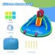 Inflatable waterslide bounce house with dual slides, splash pool, and complete accessory kit for year-round fun.