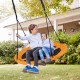 Round 40-inch yellow saucer tree swing with adjustable ropes, accommodating two kids comfortably for outdoor fun.