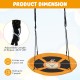 Round 40-inch yellow saucer tree swing with adjustable ropes, suitable for 2 kids, made from durable 900D oxford fabric.