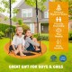 Round 40-inch yellow saucer tree swing with adjustable ropes, perfect for two kids to play happily outdoors.