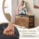 Storage ottoman bench in brown with padded seat cushion and two drawers, perfect for entryway storage and comfort.