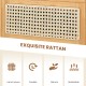 Hand-woven rattan drawer of a bamboo nightstand, featuring solid wood legs and cable management slots for easy.