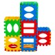 Colorful 32-piece big waffle block set for kids, featuring various shapes for creative building and easy storage.