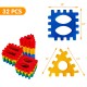 Colorful 32-piece big waffle block set featuring various shapes, ideal for kids' educational stacking and creative play.